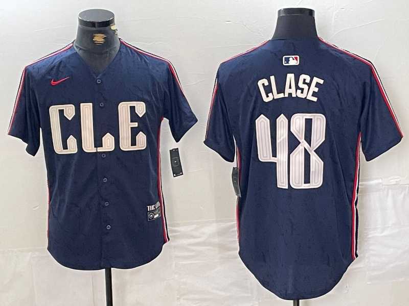 Men%27s Cleveland Guardians #48 Emmanuel Clase Navy 2024 City Connect Limited Stitched Jersey
